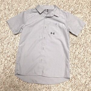 Boys Under Armour button down shirt lightweight gray size medium